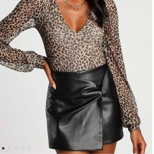 Lulus Vegan Leather Twist Front Skort